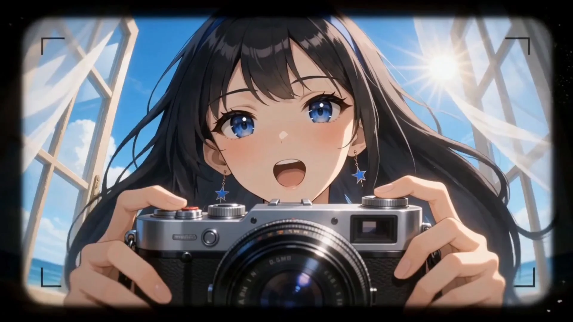 Seaside anime music video assembled from multiple shots in OiiOii.